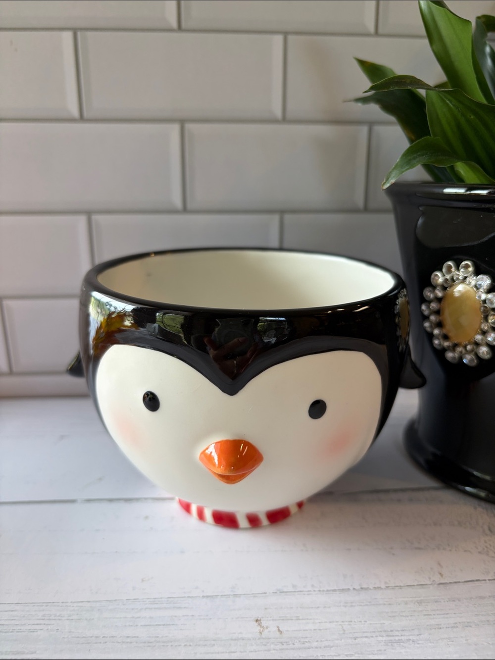 Hallmark Black and White Penguin Ceramic Mug or planter